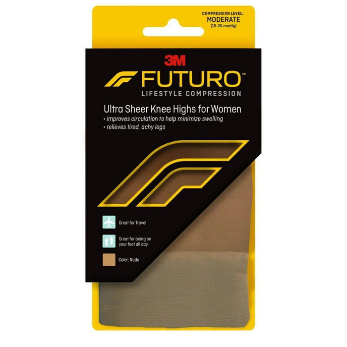 Futuro TheOnlineDrugstore: Revitalizing Ultra Sheer Knee Highs For Women Medium Nude Moderate Compression - 1 Pair by Pasteur Pharmacy