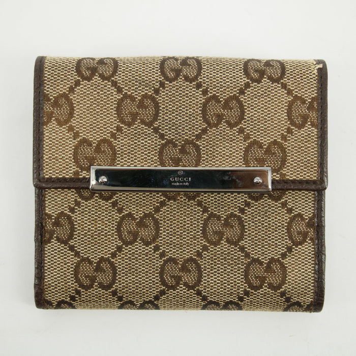 Gucci Brown GG Canvas x Leather Compact Wallet #2628 by Bolt Boutique