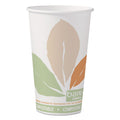 Dart Bare by Solo Eco-Forward PLA Paper Hot Cups, 16 oz, Leaf Design, White/Green/Orange, 50/Pack