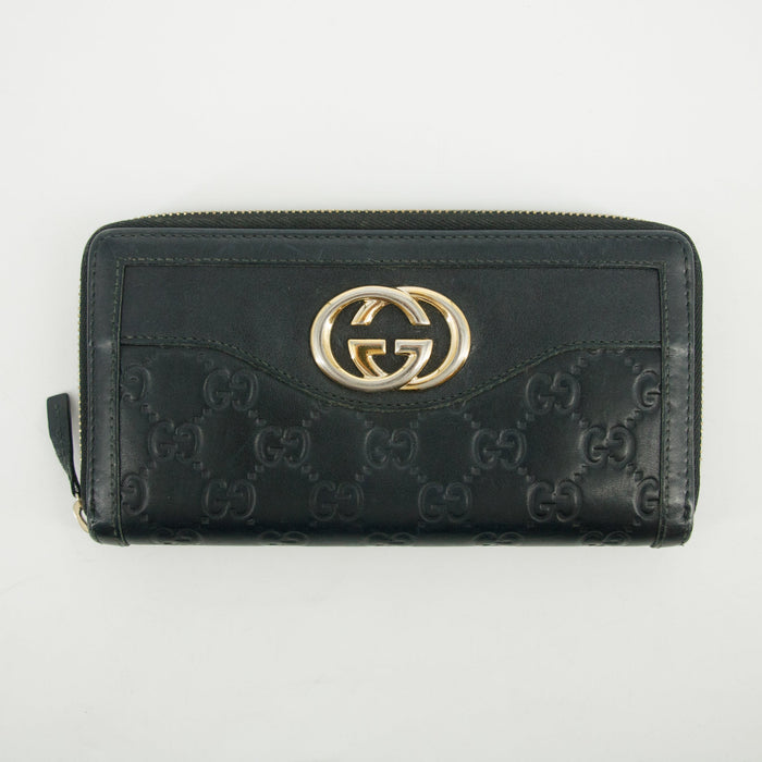 Gucci Navy Guccisima Leather Round Zipper Long Wallet #2629 by Bolt Boutique