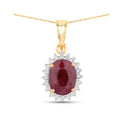 Genuine 10K Ruby and White Diamond Halo Pendant by Fine Color Jewels