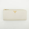Prada Ivory Saffiano Leather L-shaped Zipper Long Wallet  #2632