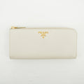 Prada Ivory Saffiano Leather L-shaped Zipper Long Wallet #2632 by Bolt Boutique