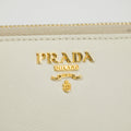 Prada Ivory Saffiano Leather L-shaped Zipper Long Wallet #2632 by Bolt Boutique