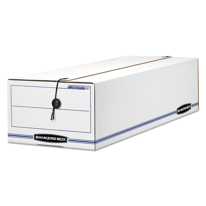 Bankers Box LIBERTY Check and Form Boxes, 9" x 24.25" x 7.5", White/Blue, 12/Carton