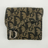 Christian Dior Black Trotter Saddle Canvas x Leather Compact Wallet -SKU #2635