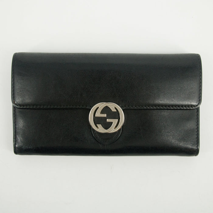 Gucci Black Interlocking G Leather Long Wallet #2636 by Bolt Boutique