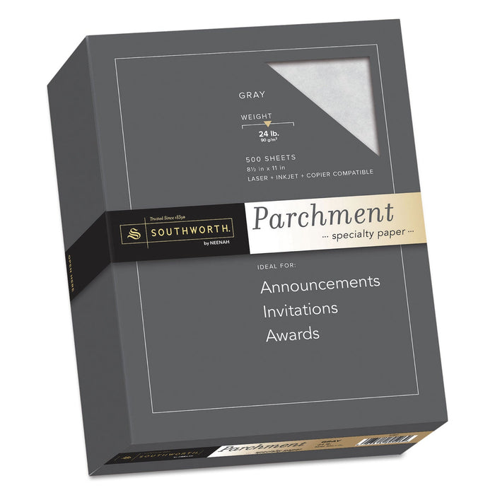 Southworth Parchment Specialty Paper, 24 lb Bond Weight, 8.5 x 11, Gray, 500/Ream