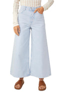 Free People Landry Crop Wide Leg Jeans in Bay Blue by Vanessa Jane