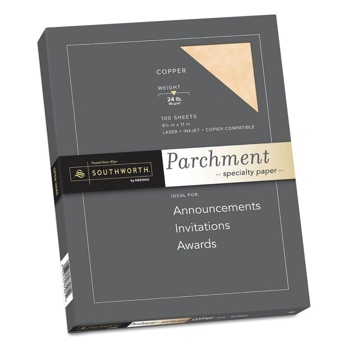 Southworth Parchment Specialty Paper, 24 lb Bond Weight, 8.5 x 11, Copper, 100/Pack
