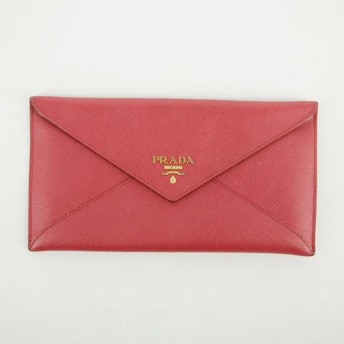 Prada Pink Saffiano Leather Letter Long Wallet #2639 by Bolt Boutique