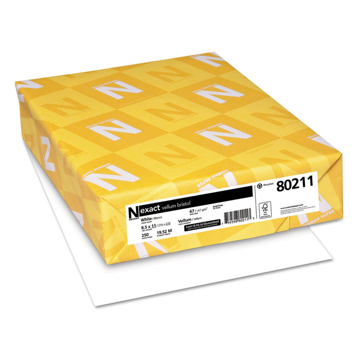 Neenah Paper Exact Vellum Bristol Cover Stock, 94 Bright, 67 lb Bristol Weight, 8.5 x 11, White, 250/Pack