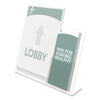 deflecto Superior Image Slanted Sign Holder with Side Pocket, 13.5w x 4.25d x 10.88h, Clear