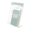 deflecto Superior Image Slanted Sign Holder with Front Pocket, 9w x 4.5d x 10.75h, Clear