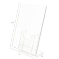 deflecto Superior Image Slanted Sign Holder with Front Pocket, 9w x 4.5d x 10.75h, Clear