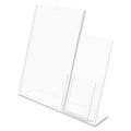 deflecto Superior Image Slanted Sign Holder with Side Pocket, 13.5w x 4.25d x 10.88h, Clear