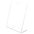 deflecto Superior Image Slanted Sign Holder with Business Card Holder, 8.5w x 4.5d x 11h, Clear