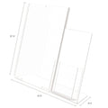 deflecto Superior Image Slanted Sign Holder with Side Pocket, 13.5w x 4.25d x 10.88h, Clear
