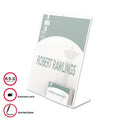 deflecto Superior Image Slanted Sign Holder with Business Card Holder, 8.5w x 4.5d x 11h, Clear