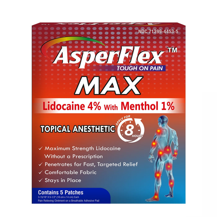 Akron Pharma Asperflex MAX Pain Relief Patch With Lidocaine 4% And Menthol 1 by Pasteur Pharmacy