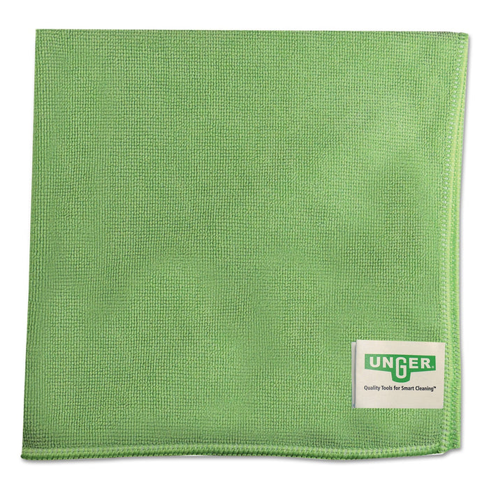 Unger SmartColor MicroWipes, Microfiber, 16 x 15, Green, 10/Pack