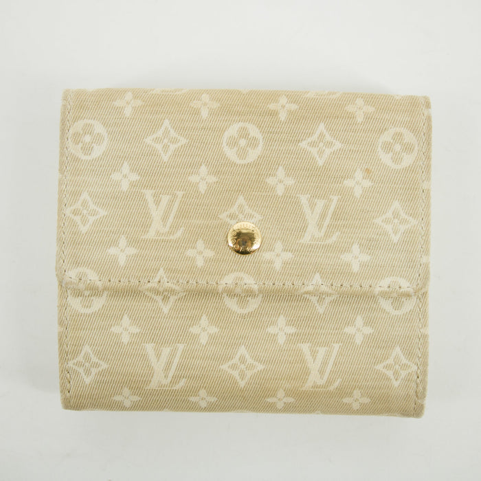 Louis Vuitton Beige Monogram Minilan Porte Monnaie Billet Credit Compact Wallet #2651 by Bolt Boutique