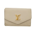 Louis Vuitton Greige Leather Portefeuille Lock Mini Compact Wallet #2655 by Bolt Boutique