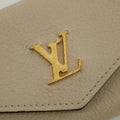 Louis Vuitton Greige Leather Portefeuille Lock Mini Compact Wallet #2655 by Bolt Boutique