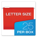 Pendaflex Extra Capacity Reinforced Hanging File Folders with Box Bottom, 2" Capacity, Letter Size, 1/5-Cut Tabs, Red, 25/Box