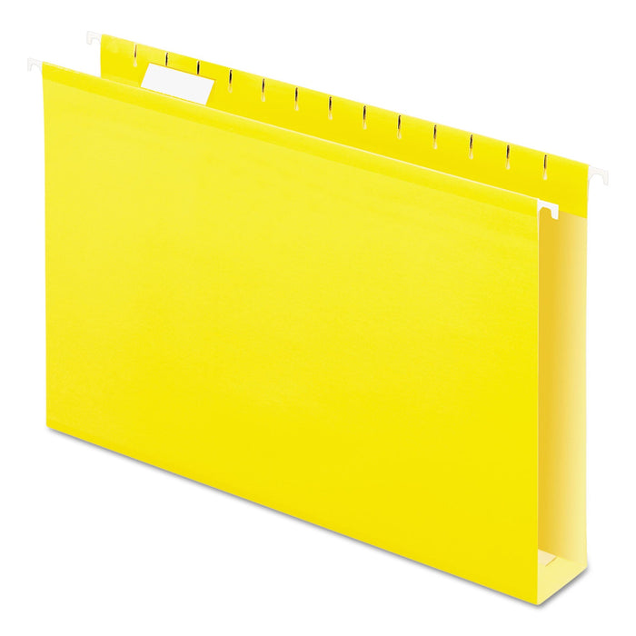 Pendaflex Extra Capacity Reinforced Hanging File Folders with Box Bottom, 2" Capacity, Legal Size, 1/5-Cut Tabs, Yellow, 25/Box