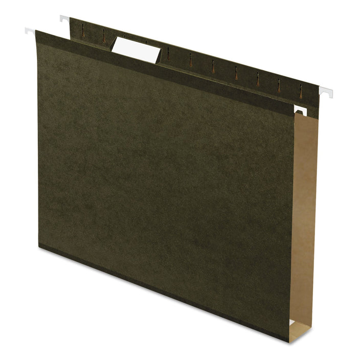 Pendaflex Extra Capacity Reinforced Hanging File Folders with Box Bottom, 1" Capacity, Letter Size, 1/5-Cut Tabs, Green, 25/Box