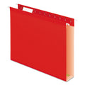 Pendaflex Extra Capacity Reinforced Hanging File Folders with Box Bottom, 2" Capacity, Letter Size, 1/5-Cut Tabs, Red, 25/Box