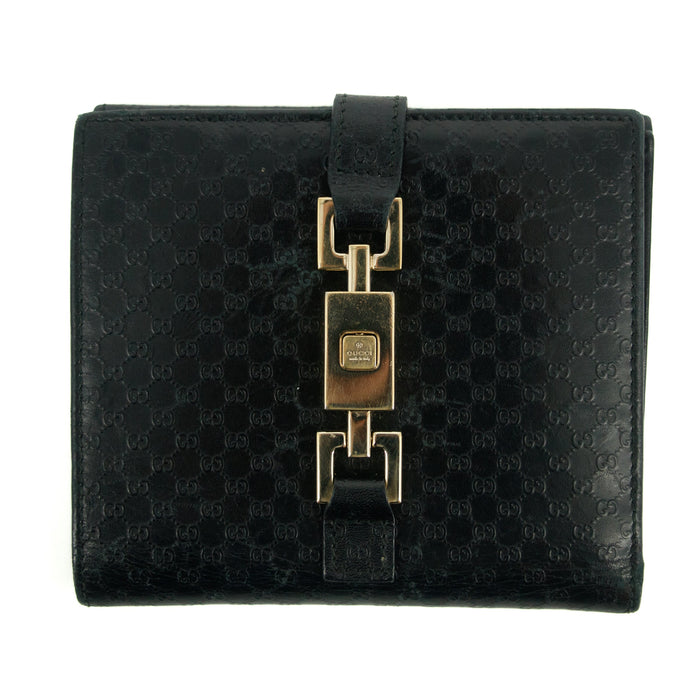 Gucci Black Micro GG Leather Jackie Compact Wallet 2659 by Bolt Boutique