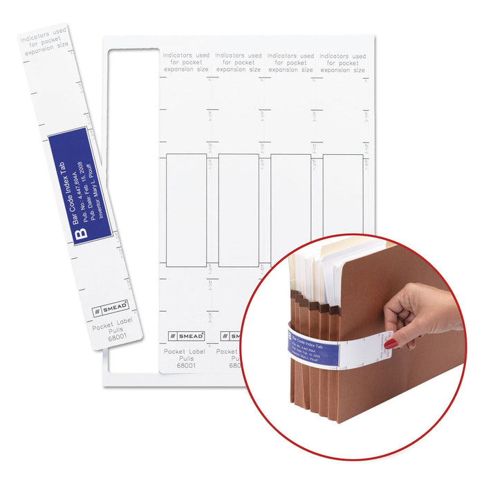 Smead Viewables Pocket Label Pulls, 1.63 x 10.13, White, 5/Sheet, 9 Sheets/Pack