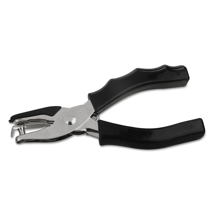 Universal Eight-Sheet Handheld One-Hole Punch, 1/4" Holes, Metal with Rubber Grip, Black