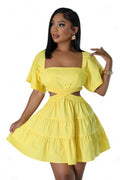 Off or On the Shoulder Cut Out Mini Dress by The House of Stylez