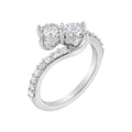 10K White Gold Two-Stone Miracle-Set Diamond Bypass Ring (1 Cttw, H-I Color, I1-I2 Clarity) - Size 6 by Bids.com