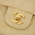 Chanel Lambskin Double Flap 23 Beige 24k Gold Turn Lock Shoulder Bag #2672 by Bolt Boutique