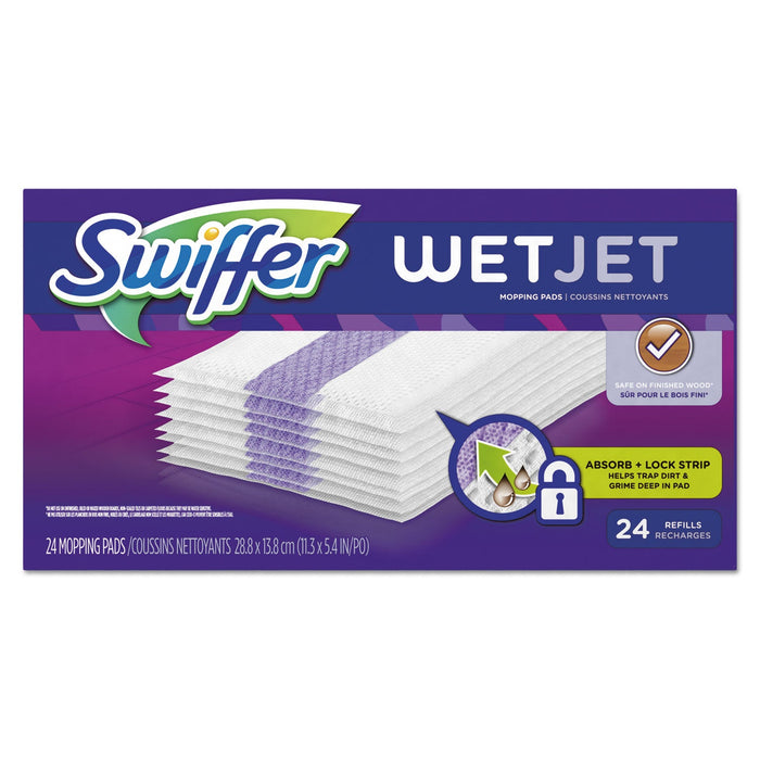 Swiffer WetJet System Refill Cloths, 11.3" x 5.4", White, 24/Box, 4/Carton