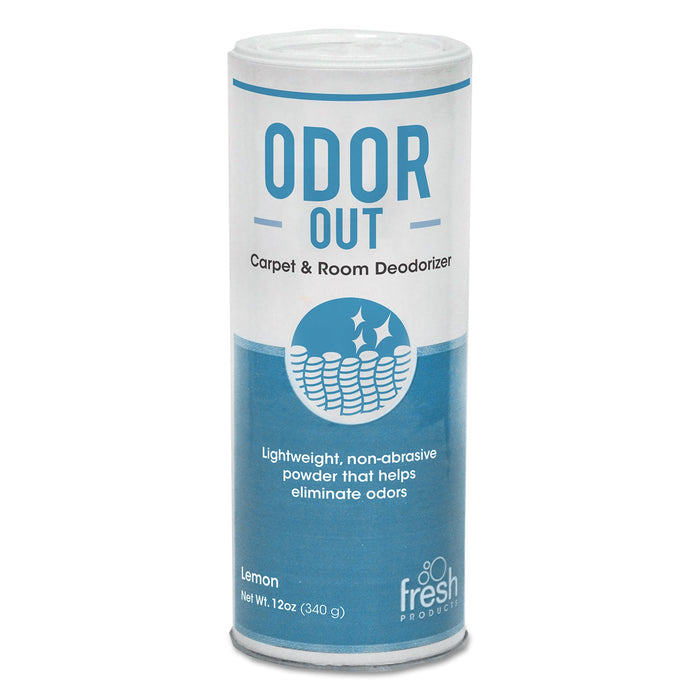 Fresh Products Odor-Out Rug/Room Deodorant, Lemon, 12 oz Shaker Can, 12/Box