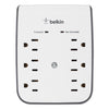 Belkin SurgePlus USB Wall Mount Charger, 6 AC Outlets/2 USB Ports, 900 J, White/Black