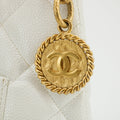 Chanel Caviar Skin Reprint Medallion Tote Bag White 2 Series #2678 by Bolt Boutique