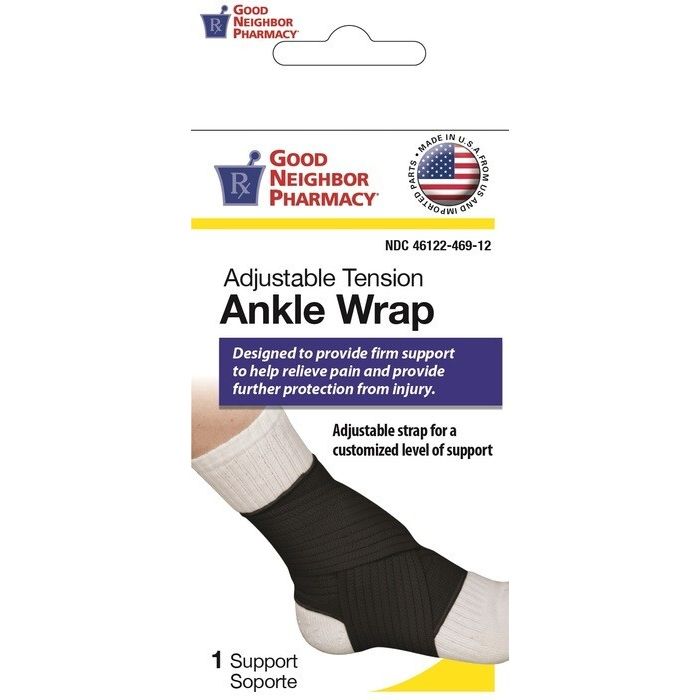 Good Neighbor Pharmacy Adjustable Tension Ankle Wrap Black Large 1ct by Pasteur Pharmacy