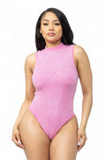 Washed Seamless Solid Mock Neck Basic Bodysuit by The House of Stylez