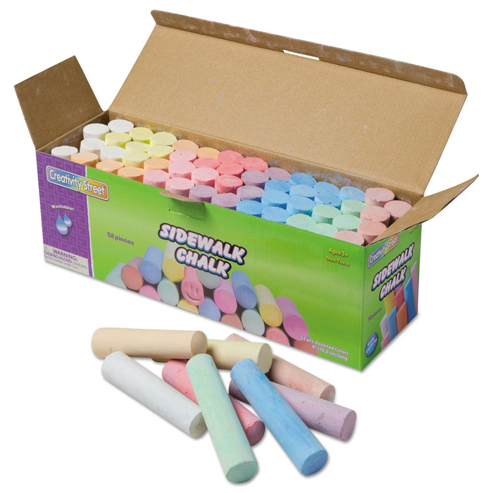 Creativity Street Sidewalk Chalk, Jumbo Stick, 4" x 1" Diameter, 12 Assorted Colors, 52/Set