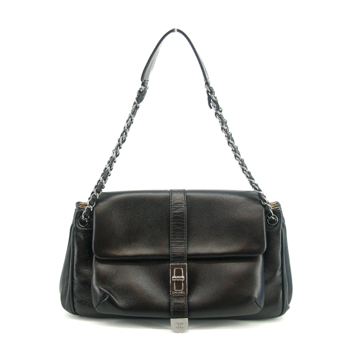 Chanel 2.55 Rare Caviar Skin Black Chain Shoulder Bag 8 Series #2683 by Bolt Boutique