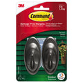 Command All Weather Hooks and Strips, Plastic, Medium, 2 Hooks and 4 Strips/Pack