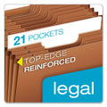 Pendaflex Heavy-Duty Open-Top Expanding Stadium File, 21 Sections, 1/3-Cut Tabs, Legal Size, Redrope