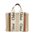 Chloe Woody Small Canvas &amp; Leather 2 Way Handbag Beige x black #2694 by Bolt Boutique