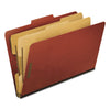 Pendaflex Four-, Six-, and Eight-Section Pressboard Classification Folders, 2 Dividers, Embedded Fasteners, Legal Size, Red, 10/Box